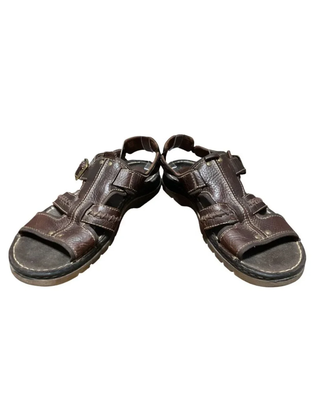 Y2K Dr Martens Brown Leather Fisherman Sandals 13 Adjustable Straps Buckles